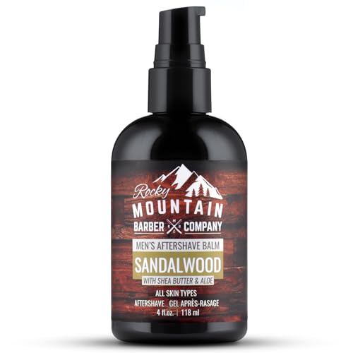 Rocky Mountain Barber Company Sandalwood Aftershave Balm for Men, 4 oz | Made with Sandalwood Essential Oil, Coconut Oil and Shea Butter