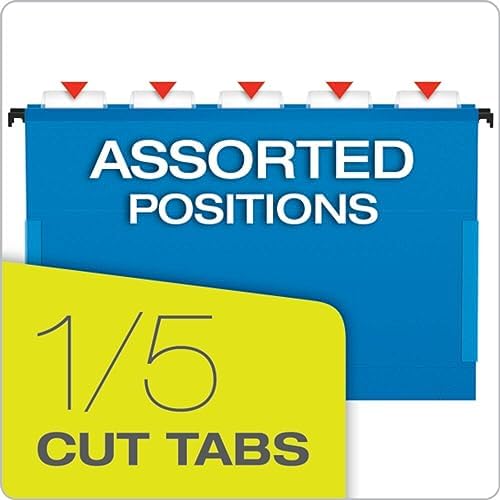 Pendaflex SureHook Reinforced Hanging Box File, 2", Legal, Blue, 1/5 Cut, 25 per box (59302EE)