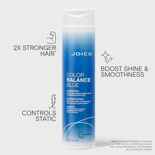 Joico Color Balance Blue Shampoo | For Lightened Brown Hair | Eliminate Brassy Orange Tones | Boost Color Vibrancy & Shine | Protect Against Harmful