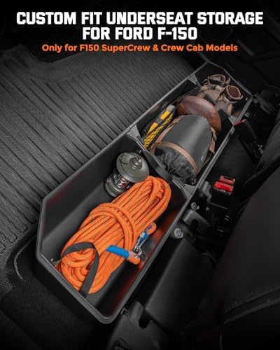 DiffCar® Truck Underseat Storage for Ford F150: 2015-2026 SuperCrew/CrewCab | Rear Under Seat Organizer Tool Box Car Accessories for Ford F-150