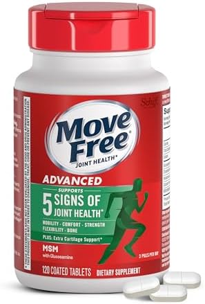 Move Free Advanced Joint Support, Glucosamine, Chondroitin + MSM - 120 ct | Supports Mobility Comfort Strength Flexibility & Bone, 40 Servings, Bone & Joint Support Supplement tablets, Fruitx-B