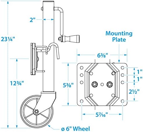 Seachoice Fold Up Trailer Jack, 22-7/8 In., Max Lift 1,000 Lbs.