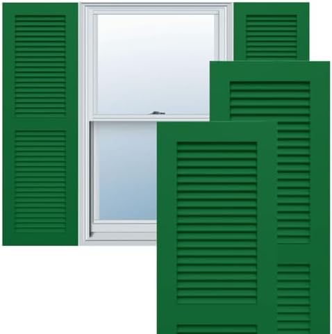 18"W x 60"H True Fit PVC Two Equal Louver Shutters, Unfinished (Per Pair - Hardware Not Included)