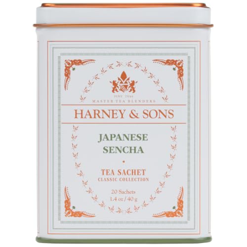 Harney & Sons Classic Japanese Sencha Green Tea, 20 Sachets in Tin | Japanese sencha green tea from Shizuoka with a smooth, fresh flavor. Contains caffeine.
