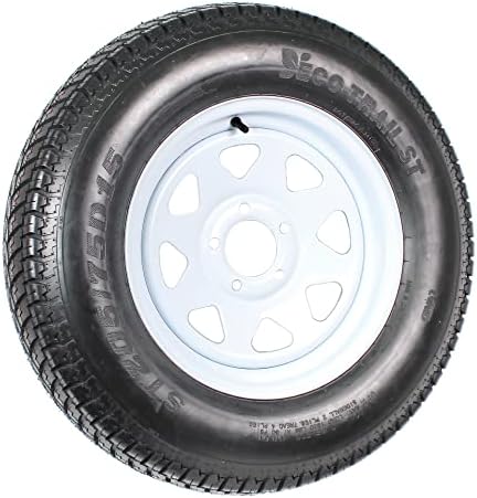 eCustomrim 2-Pack Trailer Tire Rim Assembly 205/75D15 SPECIAL BOLT PATTERN | 5 Lug On 5 Inch, ST205/75D15 Load Range C 6 Ply Tire