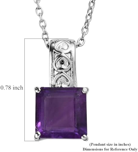 Amethyst 5.00 ctw Pendant Necklace in Stainless Steel 20 Inches