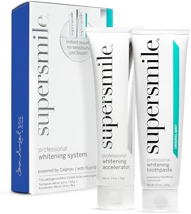 Supersmile Professional Whitening System, Toothpaste + Accelerator, 4.2 Oz | 2-Step Calprox® System, Whitens Up to 7 Shades in 7 Days