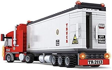 General Jim's Big Red Semi-Truck Building Blocks Truck Vehicle | Compatible with Lego and All Major Brick Building Brands