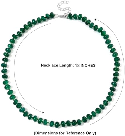Verde Onyx 180.00 ctw Rondelle Beaded Elegance Necklace in Steel 18-20"