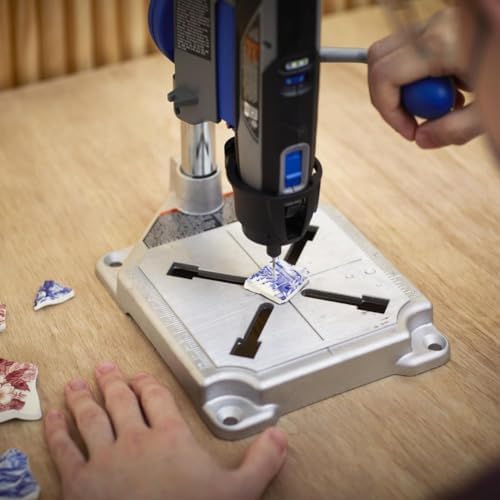 Dremel Drill Press Rotary Tool Workstation Stand with Wrench - Mini Portable Press & Tool Holder - 2-Inch Depth - Ideal for Drilling Perpendicular