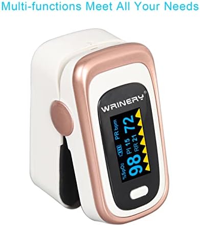 WRINERY Oxygen Saturation Monitor, Pulse Oximeter Fingertip, Oxygen Monitor, O2 Saturation Monitor, OLED Portable Oximetry with Batteries