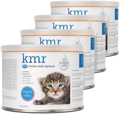 PetAg KMR Kitten Milk Replacer Powder - 6 oz, Pack of 4 - Powdered Kitten Formula with Prebiotics