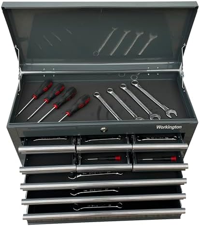 Workington Portable Metal Tool Chest with 9 Drawers, 24" 9-Drawer Tool Chest Cabinet with Ball Bearing Drawer Slides