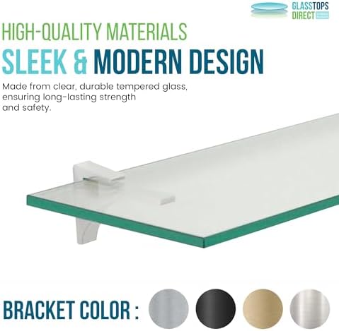 Spancraft 8" x 36" Chrome Floating Glass Shelf