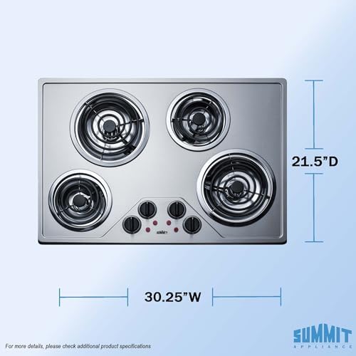 Summit 30" 4 Burner Electric Cooktop Stainless Steel - CR430SS