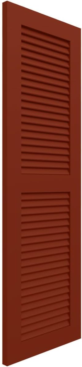 18"W x 60"H True Fit PVC Two Equal Louver Shutters, Unfinished (Per Pair - Hardware Not Included)