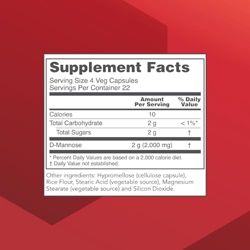Protocol for Life Balance D-Mannose - 500mg - Bladder Cleanse - Support Healthy Urinary Tract* - For Men & Women - Kosher & Non-GMO - 90 Veg Capsules