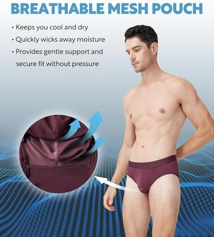 DAVID ARCHY Men's Soft Modal Dual Pouch Support Briefs 4 or 7 Pack | Breathable moisture-wicking fabric offers flexible elastic waistbands, chafe-free design for daily active movement.