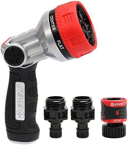 Eden Metal 7-Pattern Hose Nozzle: Thumb Control, Heavy-Duty Zinc Alloy