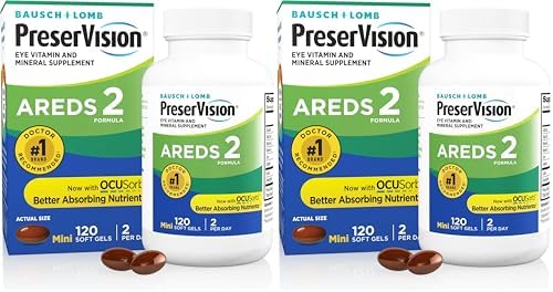 PreserVision AREDS 2 Eye Vitamins, #1 Eye Doctor Recommended Brand, Lutein and Zeaxanthin Supplement with Vitamin C, Vitamin E, Zinc, and Copper, 120 Softgels (Minigels)