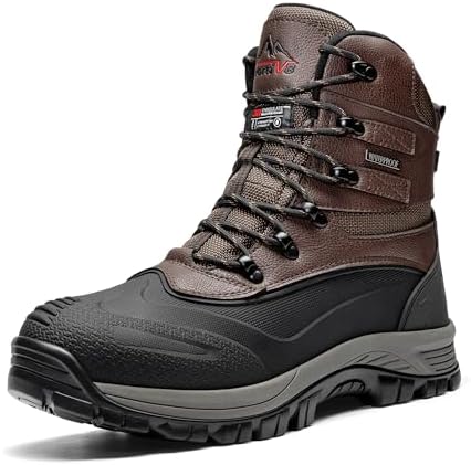 NORTIV 8 Men's Insulated Waterproof Winter Snow Boots | Sealed Build Keeps Feet Dry; Rubber Outsole Boosts Grip; Stable Fit Adds Support; Ideal for Hiking, Daily Wear BRIGADE