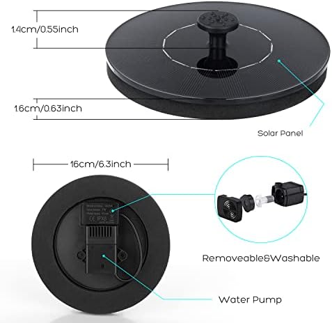 Mademax 1W Solar Bird Bath Fountain Pump, Solar Fountain, Free Standing Floating Solar Powered Water Fountain Pump for Bird Bath, Garden, Pond, Pool