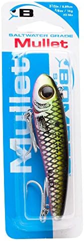 Bomber Lures Mullet Slow-Sinking Twitch / Walking Saltwater Fishing Lure - Excellent for Speckled Trout, Redfish, Stripers and More, 3 1/2 Inch, 5/8 Ounce