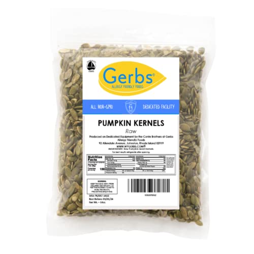 Gerbs Raw Pumpkin Seed Kernels 14 oz. | Canadian Grown, No Artificial Additives, Resealable Bag | Mild & Crunchy Texture | Top 14 Allergen-Free