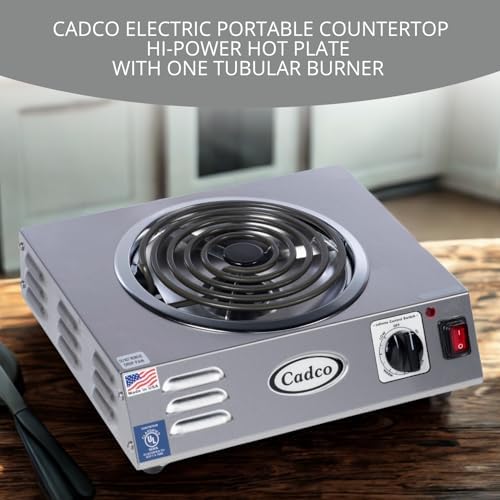 Cadco CSR-3T 14" Portable Electric Hot Plate, 1500W, 120V, Stainless Steel