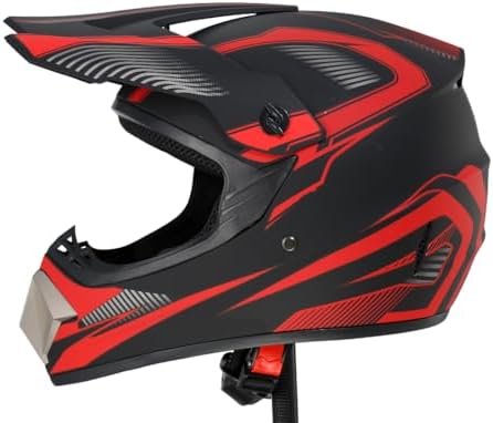 Motocross Offroad Helmet Dirt Bike Helmet BMX MX ATV Helmet Full Face Motorcycle Helmet with Gloves Goggles Mask for Unisex Adult Youth DOT/FMVSS