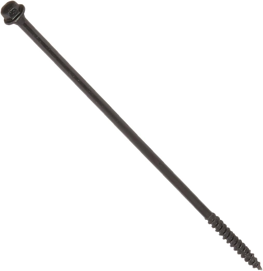Power Pro 50 Pcs Timber-Tite Landscape Screws (1/4" x 10") | Hex Washer Head Heavy Duty Structural Wood Screws | Ceramic Coated Exterior Fasteners for Decks, Timber, Landscaping & Wood Construction
