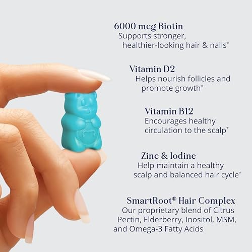 SugarbearPRO Hair Vitamin Gummy 2 Month Supply Extra Strength Biotin 6000mcg, Growth for Men & Women, Vegan Vitamin B12, MSM, Inositol, Omega 3, Elderberry, Certified Kosher, Halal, Cruelty-Free