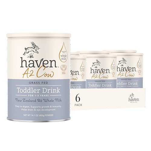 Haven A2 Cow Toddler Formula, Whole Milk, 12+ Months, 14.1oz | No Added Sugar, No Seed Oils, DHA Omega-3, Grass-Fed New Zealand Milk, Probiotics & Prebiotics, Lutein, Easy to Digest