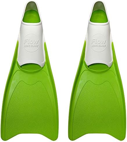 Flow Premium Rubber Long Fins for Swim and Lap Training - Youth Sizes for Kids, Young Men, and Women