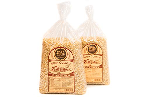 Amish Country Popcorn | 2 lb Bag | Baby White Popcorn Kernels | Small and Tender | Old Fashioned, Non-GMO and Gluten Free (Baby White - 2 lb Bag)