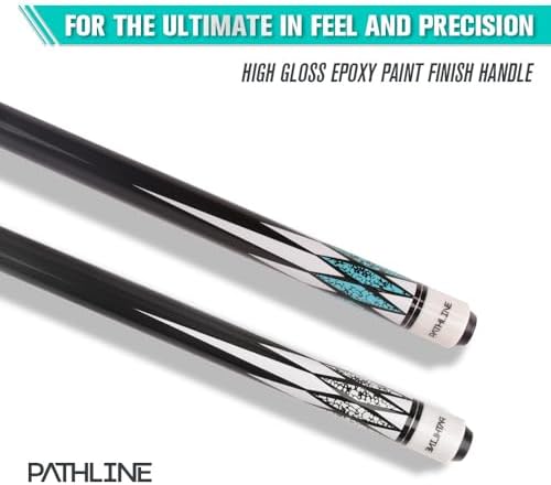 Pool Cue Stick - 58 inch Maple Billiard Pool Stick (Multicolour) | Imitation Turquoise Design, 18-21oz Weight Options, 13mm Leather Tip, For Beginner & Intermediate Player