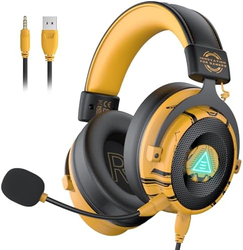 EKSA E900 Pro USB Gaming Headset for PC - Computer Headset with Detachable Noise Cancelling Mic, 7.1 Surround Sound, 50MM Driver - Headphones with Microphone for PS4/PS5, Xbox One, Laptop, Office | Computer Headset with Detachable Noise Cancelling Mic, H…
