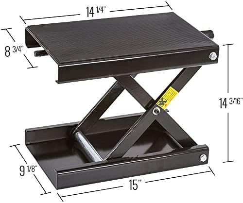 Black Widow Steel Motorcycle Scissor Jack, 1,100 lb Capacity
