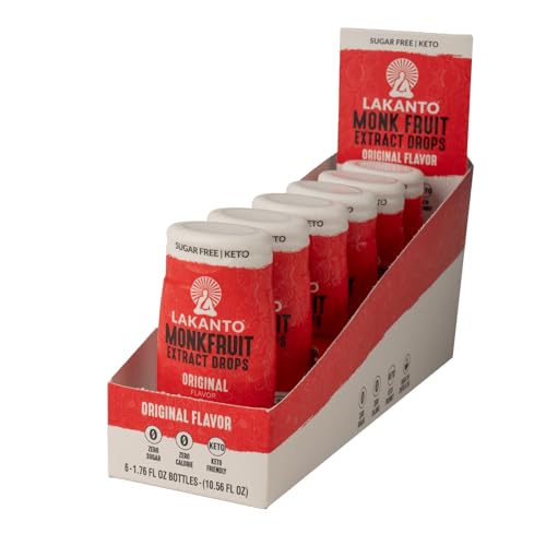 Lakanto Liquid Monk Fruit Extract Drops, Original, 1.76 Fl Oz | Erythritol Free Sugar Substitute Sweetener, For Coffee, Tea, Smoothies, Oatmeal, Yogurt, Cocktails, Zero Sugar, Vegan, Keto