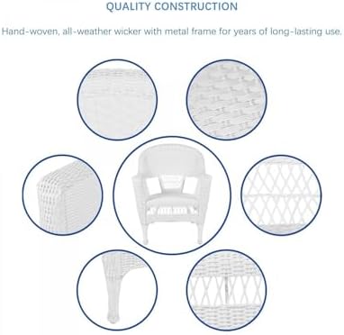 Jeco Wicker Patio Chairs (Set of 2) White Wicker