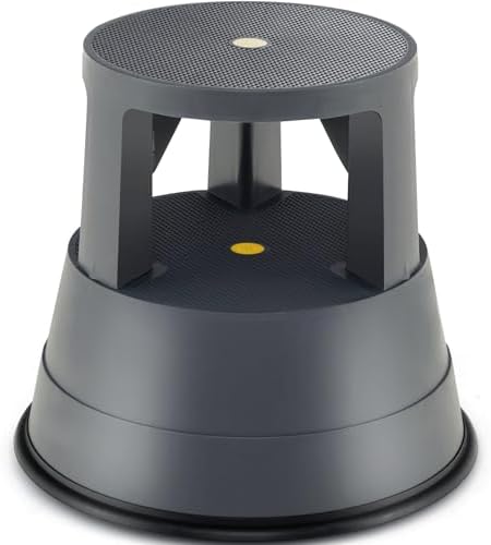 GIANTEX Rolling Step Stool, Library Stool w/Non-Slip Platform, Thick Rubber Ring, Outdoor Indoor Portable Round Step Stools with Wheels for Adults