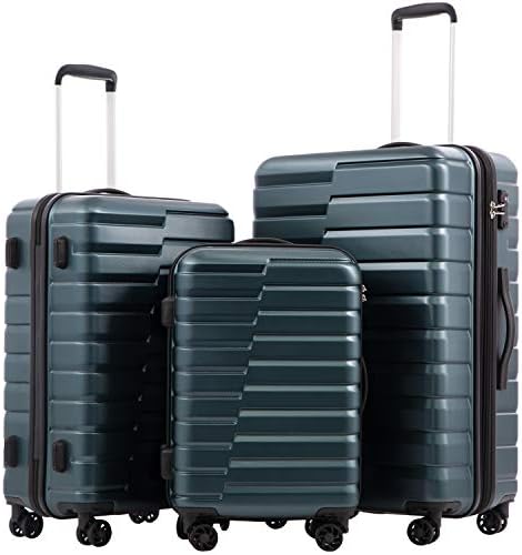 Coolife Lightweight Luggage with TSA Lock, 3 Piece Set Teal Blue | Suitcase Set with 360° Smooth-Rolling Dual Spinner Wheels, Expandable