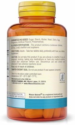 MASON NATURAL Glucosamine Chondroitin 1500/1200 2 Per Day with Vitamin C - Supports Joint Health, Improved Flexibility and Mobility*, 90 Capsules