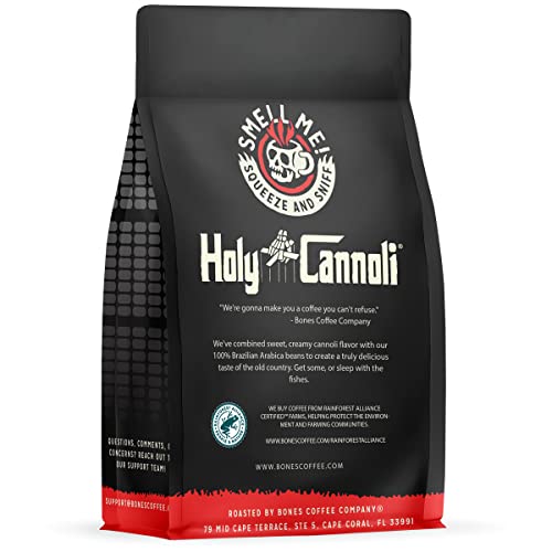 Bones Coffee Company Highland Grog, Butterscotch Caramel Flavored Coffee, Medium Roast Low Acid Arabica Beans Compatible with Auto drip and French Press Coffee Maker, 12 Oz Whole Bean
