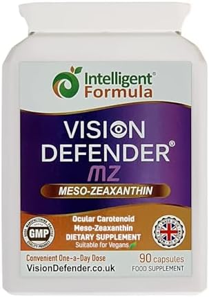 Vision Defender MZ Meso-Zeaxanthin 10mg Vegan Eye Supplement, 90 Capsules | Pure Carotenoid Antioxidant from Marigold Extract, Ocular Health Support