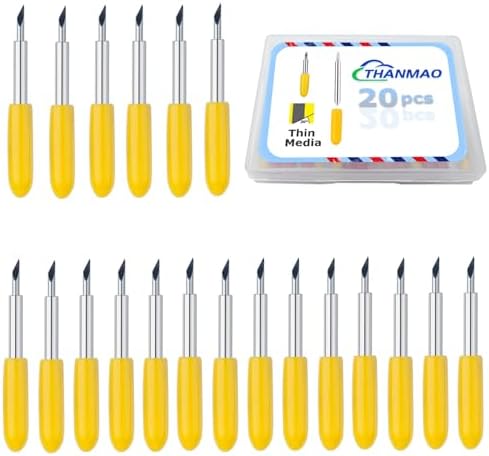 THANMAO 20 Pcs Replacement Blades Compatible with Explore Air 2/Air 3/Explore 4/Maker/Maker 3/Maker 4 Cutting Machines（5 Fine-Point Blades, 10 Standard Blades and 5 Deep Cutting Blades）