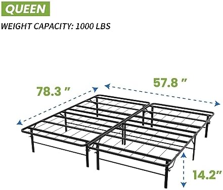 BestMassage | Twin Bed Frame | Metal | Heavy Duty Steel Slats with 6 Legs | Foldable | Sturdy, No Box Spring Needed | Easy to Assemble with Under-Bed Storage | Furniture for Home, Dorms