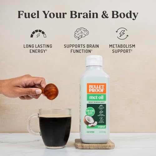 Bulletproof C8 & C10 MCT Oil, 100% Pure Coconut Oil, Unflavored, 16 oz | Triple-Distilled for Sustained Keto Energy, No Additives or Fillers, Non-GMO