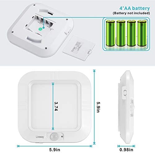 2 Pack Battery Operated Ceiling Light Motion Sensor Shower Light, Wireless Closet Lights 6000K LED Bathroom Shower Lamp