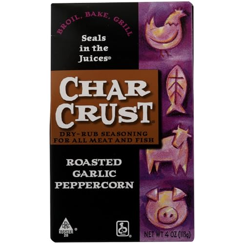 Char Crust Dry-Rub Seasoning, Roasted Garlic Peppercorn, 4 oz
